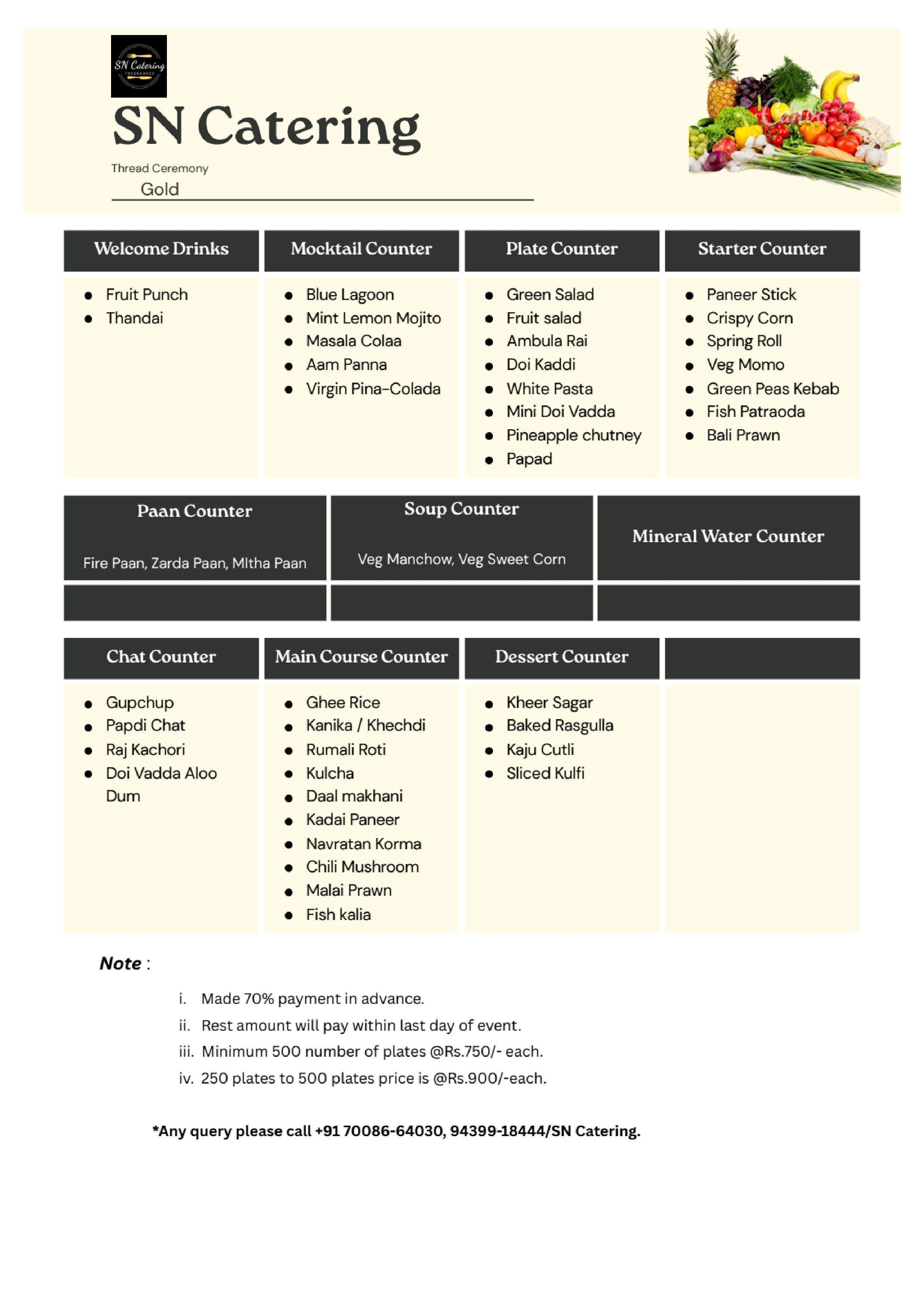 Thread Ceremony Gold Menu